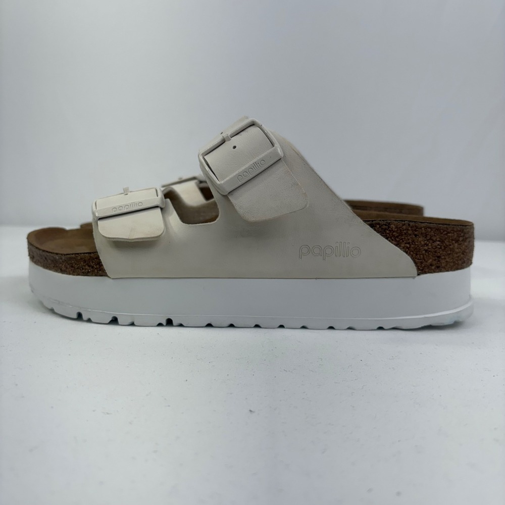 Papillio Birkenstock Arizona Platform Sandals Eggshell Vegan EU 38 US 7-7.5